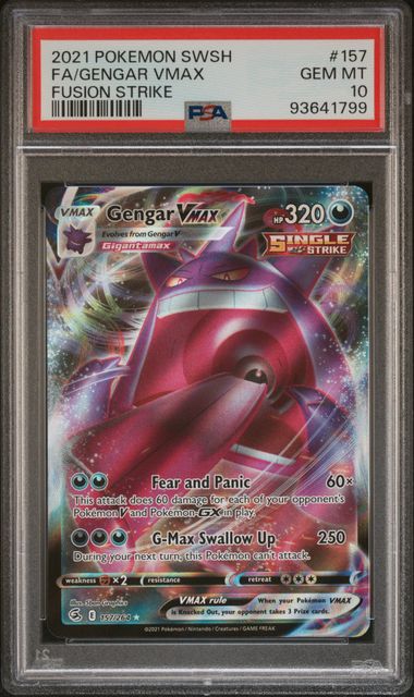 Gengar Vmax Pokémon Fusion Strike Ultra Rare #157/264 PSA 10