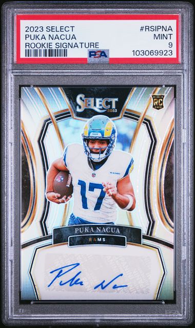 Puka Nacua 2023 Panini Select Rookie Signature #'d 148/199 PSA 9