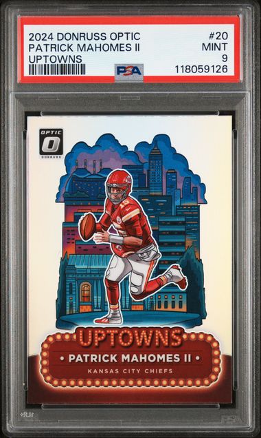Patrick Mahomes II 2024 Panini Donruss Optic Uptowns PSA 9
