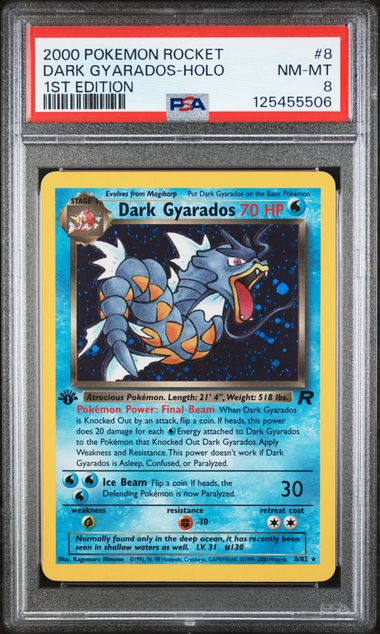 Dark Gyarados 2000 Pokemon Team Rocket 1st Edition holo #8/82 PSA 8