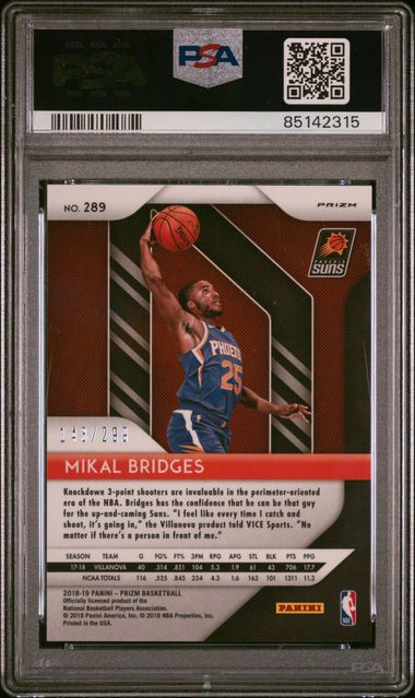 Mikal Birdges 2018 Panini Prizm Red prizm RC #'d 143/299 PSA 10