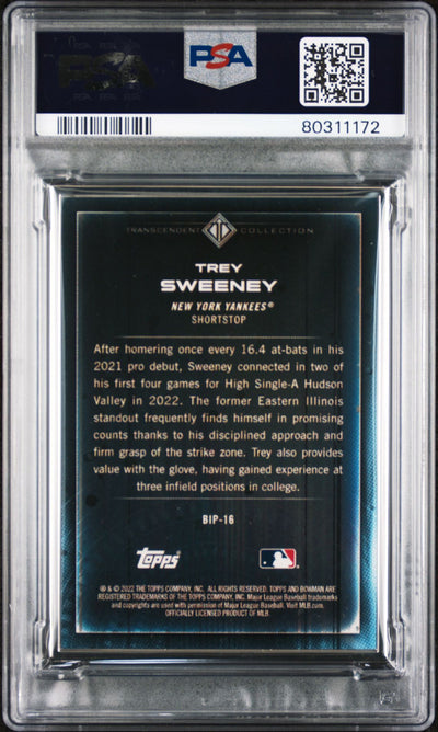 Trey Sweeney 2022 Bowman Transcendent Collection Bowman Icons /50 Batting PSA 10