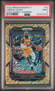 LeBron James 2022 Panini Prizm Monopoly Gold Money Shimmer prizm #'d 430/500 PSA 9