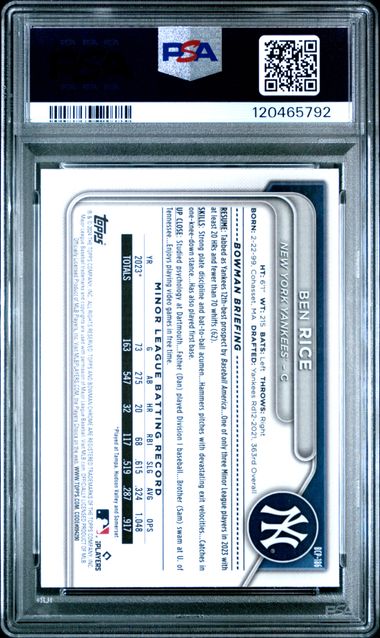Ben Rice 2024 Bowman Chrome Mega Box 1st Bowman Mojo PSA 10