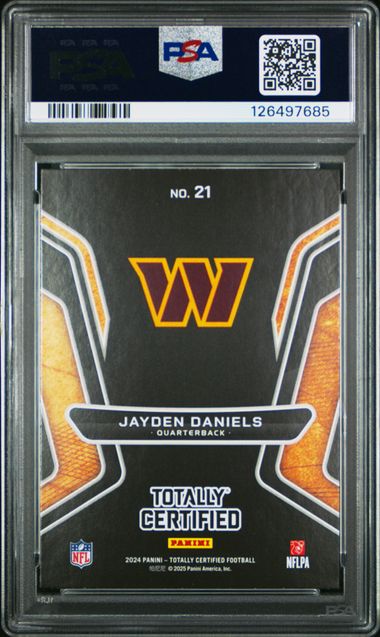 Jayden Daniels 2024 Panini Totally Certified Gold Team rookie card PSA 9