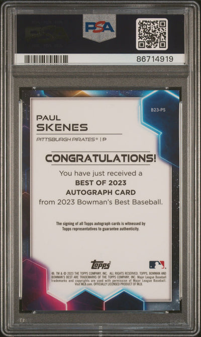 Paul Skenes 2023 Bowman's Best autograph gold #'d 35/50 PSA 9