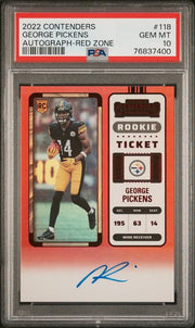 George Pickens 2022 Panini Contenders Red Zone autograph RC PSA 10
