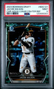 Jacob Wilson 2023 1st Bowman Draft Chrome Aqua Lunar Crater ref. #'d 069/125 PSA 9