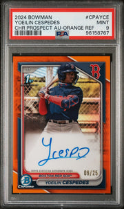 Yoeilin Cespedes 2024 1st Bowman Chrome autograph orange ref. #'d 09/25 PSA 9