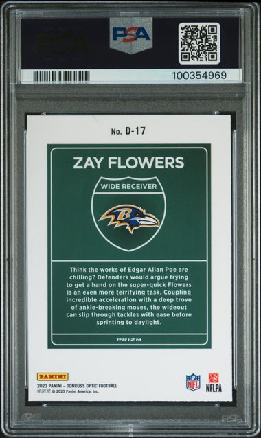 Zay Flowers 2023 Panini Donruss Optic Downtown! PSA 10