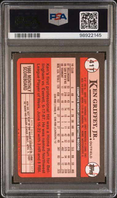 Ken Griffey Jr. 1989 Topps Traded Rookie Card #41T PSA 9