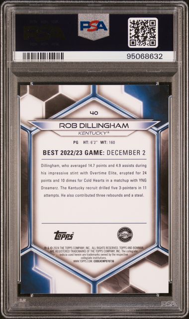 Rob Dillingham 2023 Bowman's Best Red Refractor #'d 05/10 PSA 9