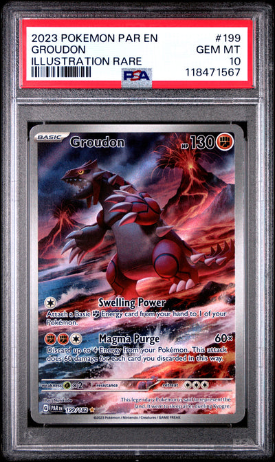 2023 Pokemon Par EN-Paradox Rift Groudon Illustration Rare 199 PSA 10