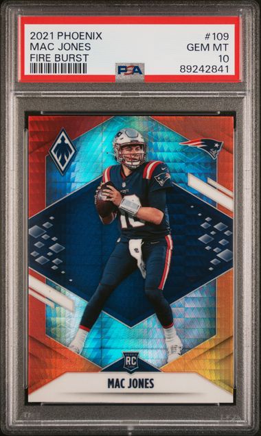 Mac Jones 2021 Panini Phoenix Fire Burst Rookie PSA 10