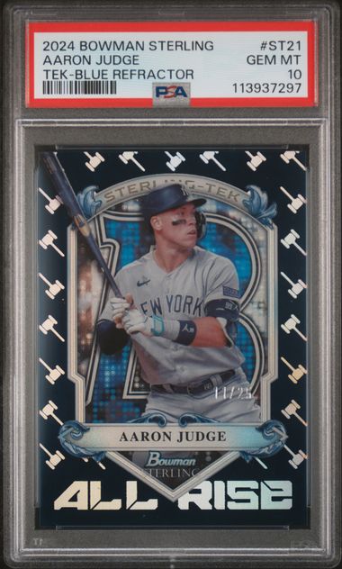 Aaron Judge 2024 Bowman Sterling All Rise Tek Blue Refractor #'d 11/25 PSA 10
