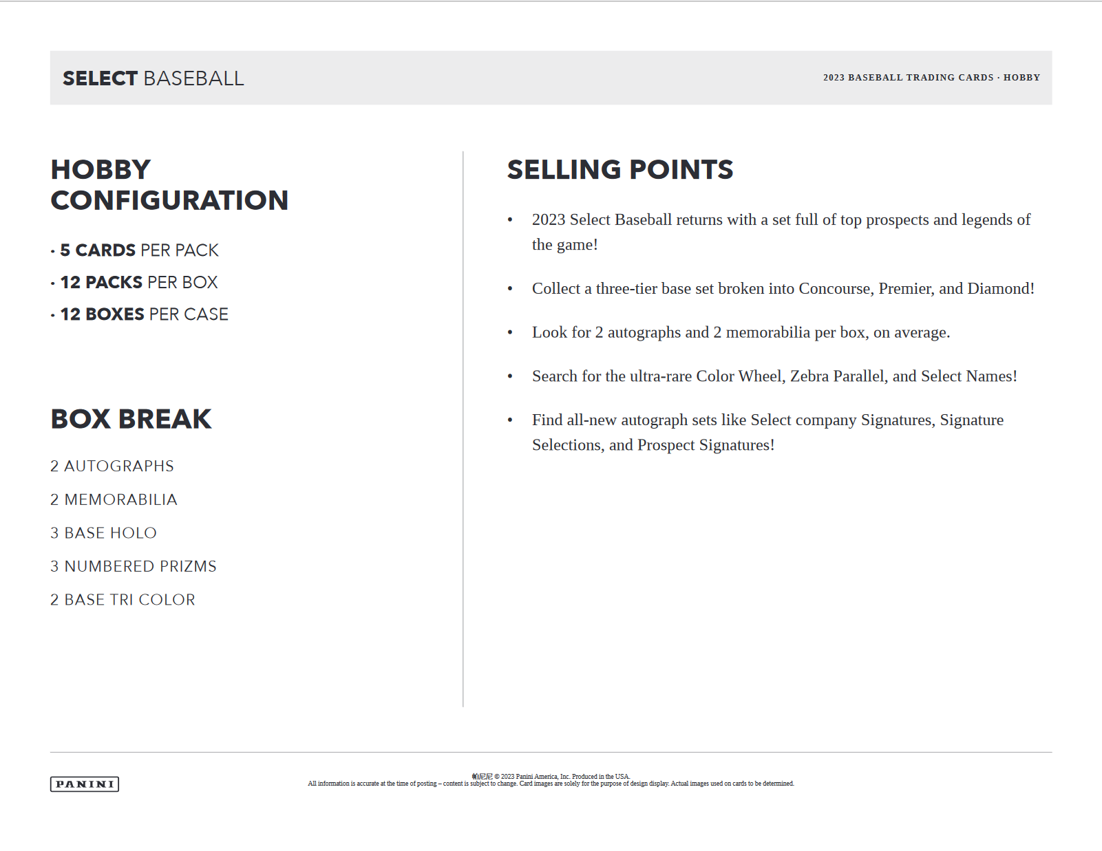 2023 Panini Select Baseball Hobby Box