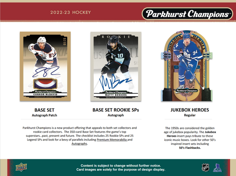 2022-23 Upper Deck Parkhurst Champions Hockey Hobby 12 Box Case [Contact Us To Order}