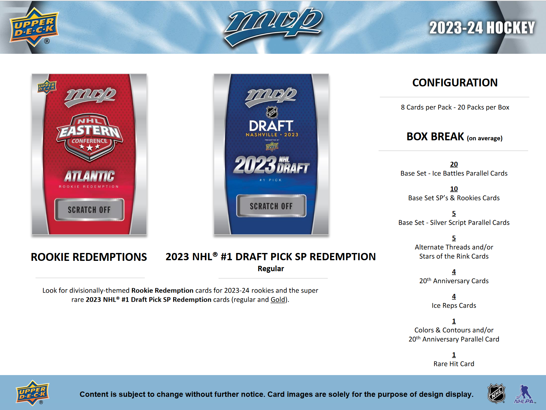 2023-24 Upper Deck MVP Hockey Hobby 20 Box Case