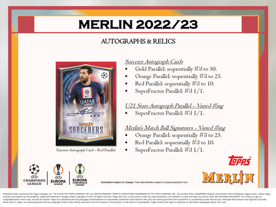 2022-23 Topps UEFA Club Competitions Merlin Chrome Soccer Hobby 12 Box Case
