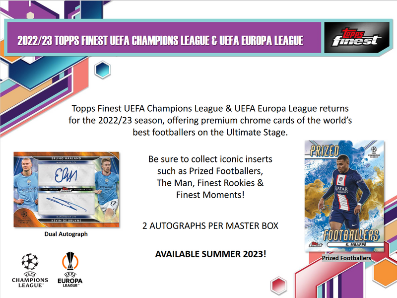2022-23 Topps Finest UEFA Club Competitions Soccer Hobby 8 Box Case