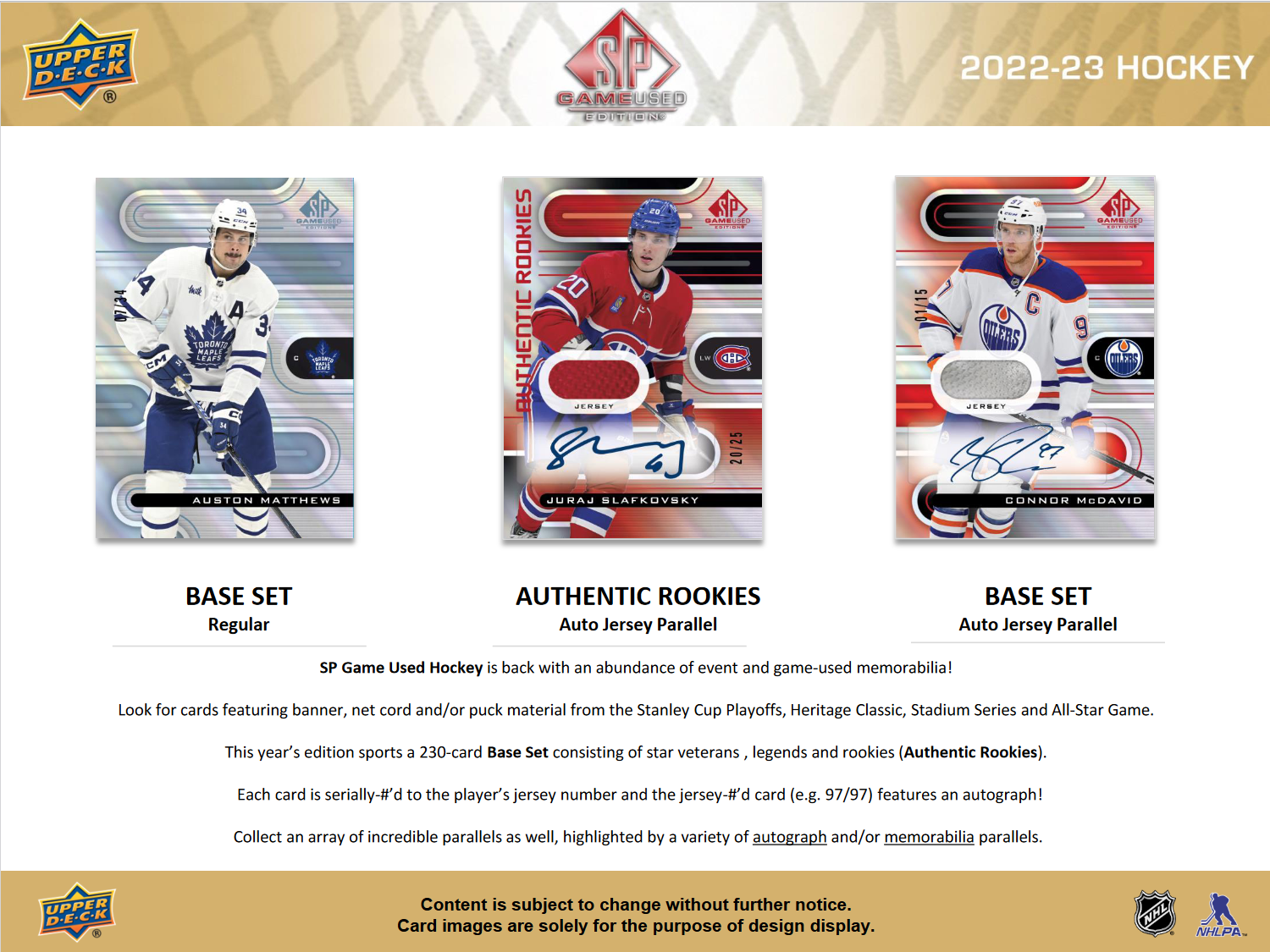 2022-23 Upper Deck SP Game Used Hockey Hobby 18 Box Case [Contact Us To Order]