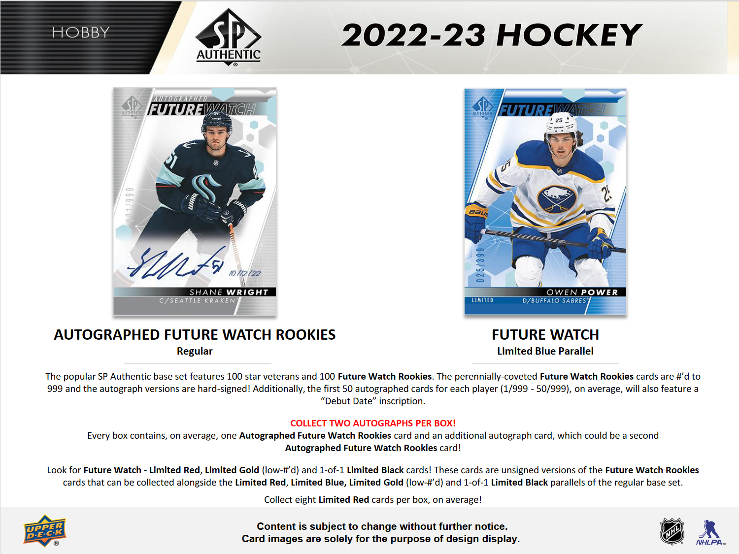 2022-23 Upper Deck SP Authentic Hockey Hobby Box [Contact Us to Order]