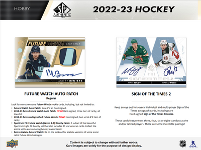 2022-23 Upper Deck SP Authentic Hockey Hobby 16 Box Case [Contact Us To Order]