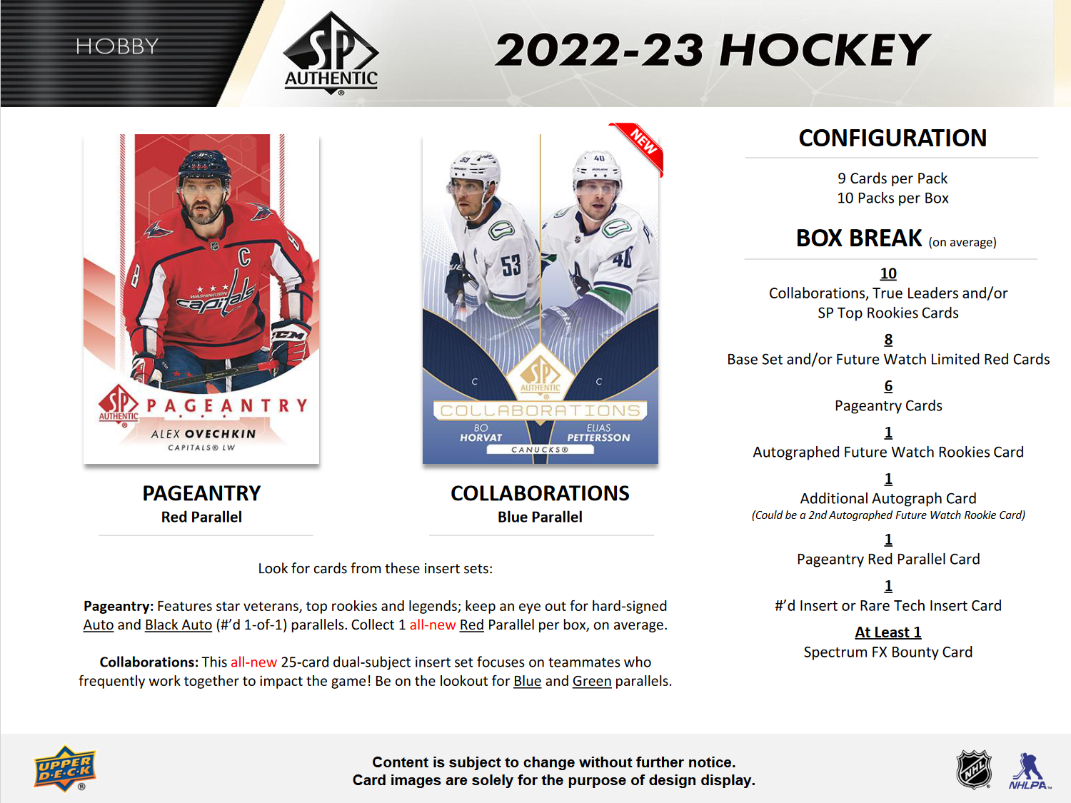 2022-23 Upper Deck SP Authentic Hockey Hobby 16 Box Case [Contact Us To Order]