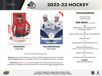 2022-23 Upper Deck SP Authentic Hockey Hobby Box [Contact Us to Order]