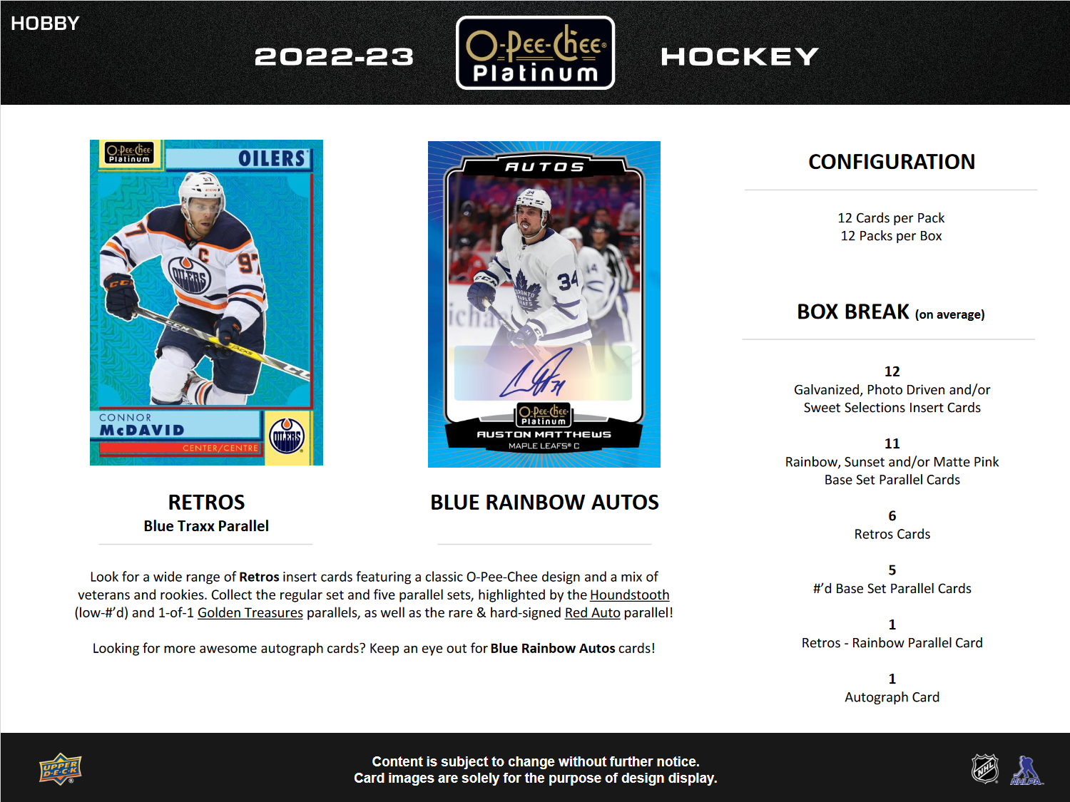 2022-23 O-Pee-Chee Platinum Hockey Hobby 8 Box Case [Contact Us To Order]