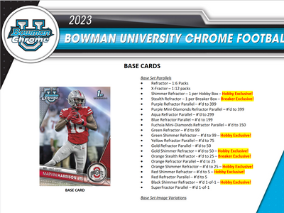 2023 Bowman Chrome University Football Hobby 12 Box Case