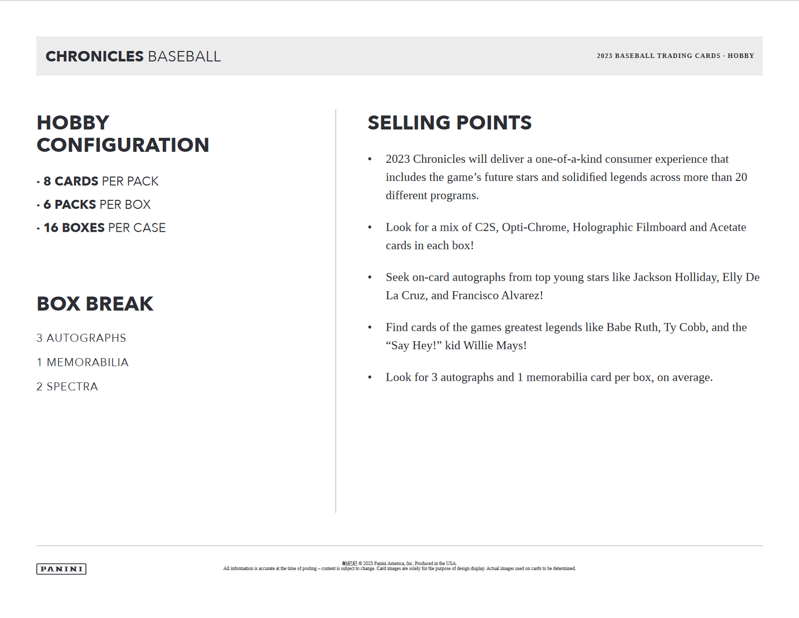 2023 Panini Chronicles Baseball Hobby Box