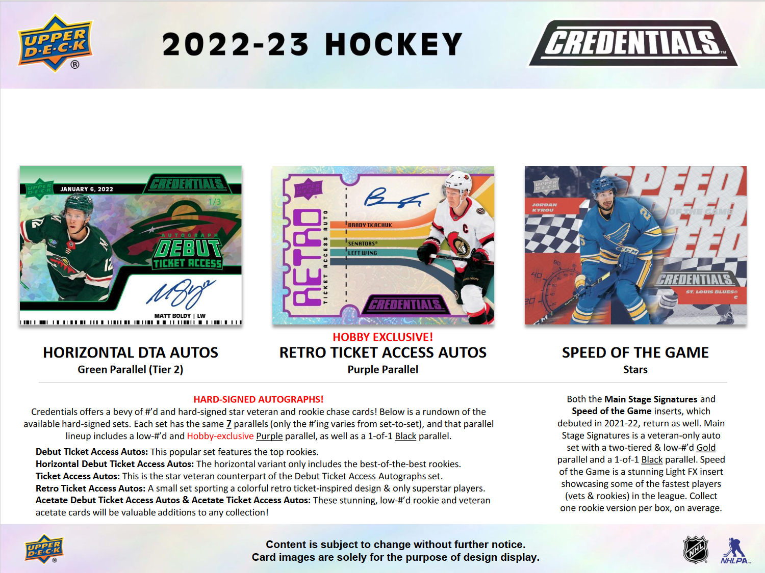 2022-23 Upper Deck Credentials Hockey Hobby 20 Box Case [Contact Us To Order]