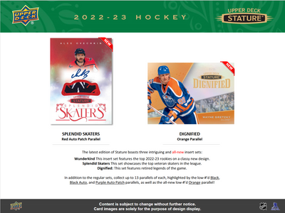 2022-23 Upper Deck Stature Hockey Hobby 16 Box Case [Contact Us To Order]