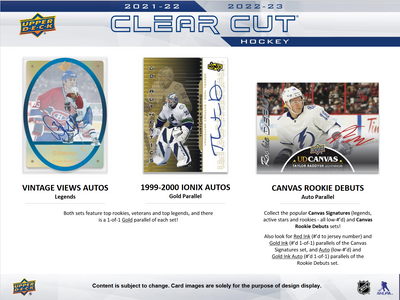 2022-23 Upper Deck Clear Cut Hockey Hobby 30 Box Case [Contact Us To Order]