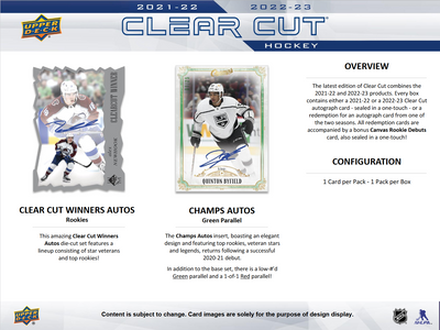 2022-23 Upper Deck Clear Cut Hockey Hobby 15 Box Case [Contact Us To Order]