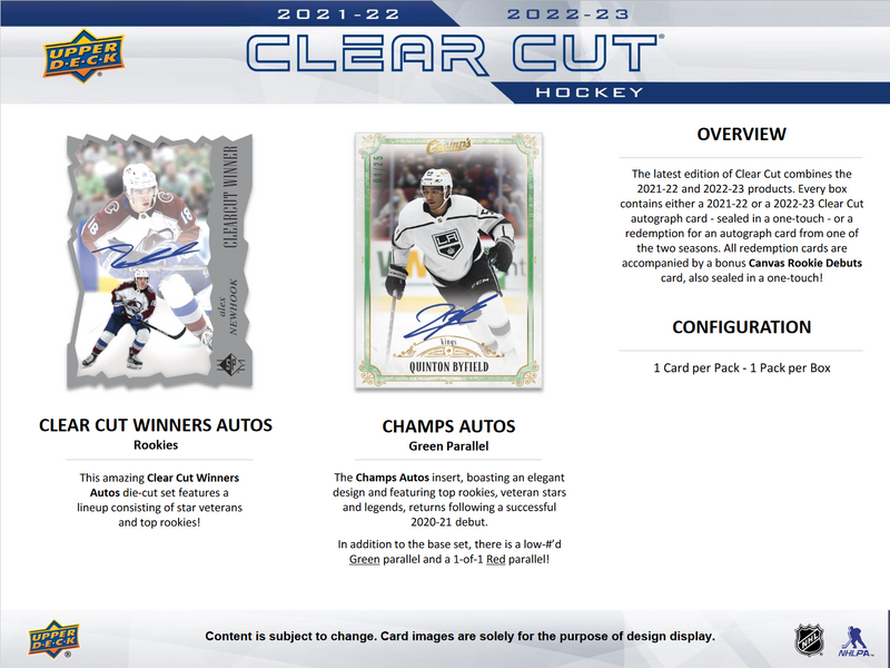 2022-23 Upper Deck Clear Cut Hockey Hobby Box [Contact Us To Order]