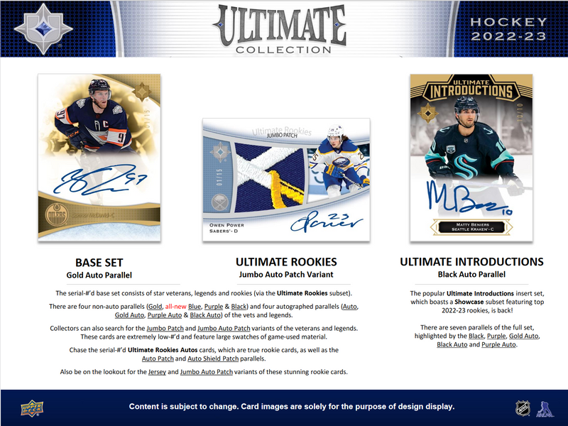 2022-23 Upper Deck Ultimate Collection Hockey Hobby 16 Box Case [Contact Us To Order]