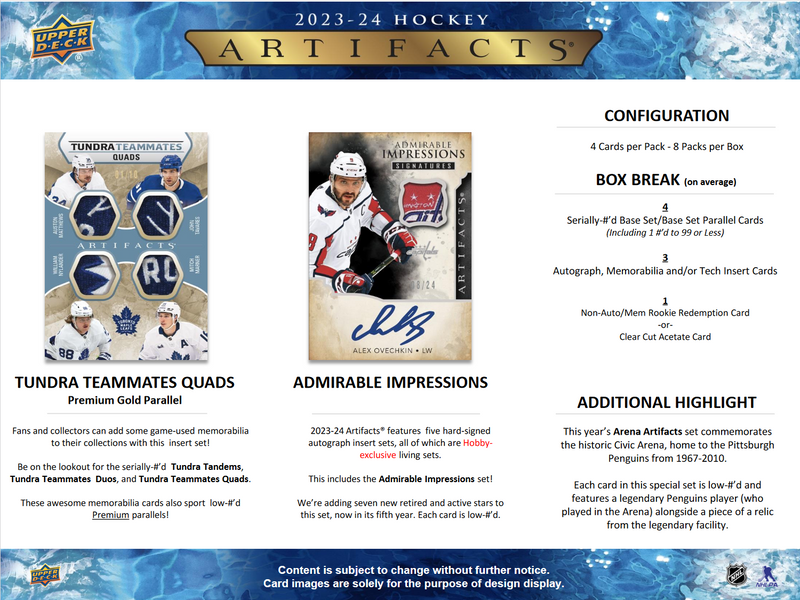 2023-24 Upper Deck Artifacts Hockey Hobby 20 Box Case [Contact Us To Order]