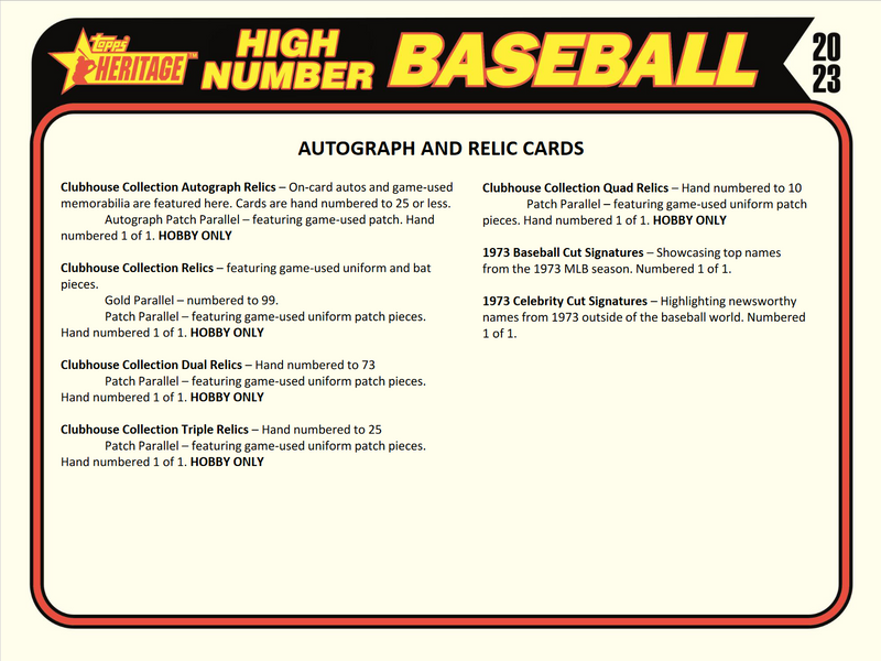 2023 Topps Heritage HIGH Number Baseball Hobby Box