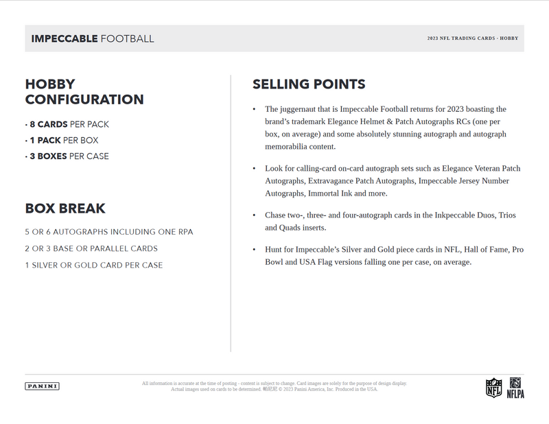 2023 Panini Impeccable Football Hobby Box