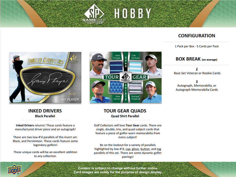 2024 Upper Deck SP Game Used Golf Hobby 10 Box Case [Contact Us To Order]