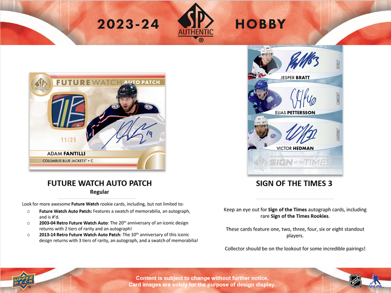 2023-24 Upper Deck SP Authentic Hockey Hobby 8 Box Case [Contact Us To Order]