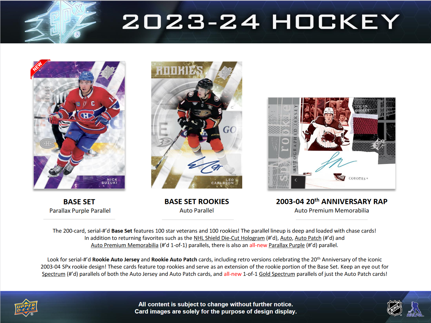 2023-24 Upper Deck SPx Hockey Hobby 20 Box Case [Contact Us To Order]