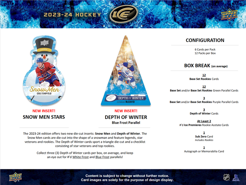 2023-24 Upper Deck Ice Hockey Hobby Box [Contact Us To Order]