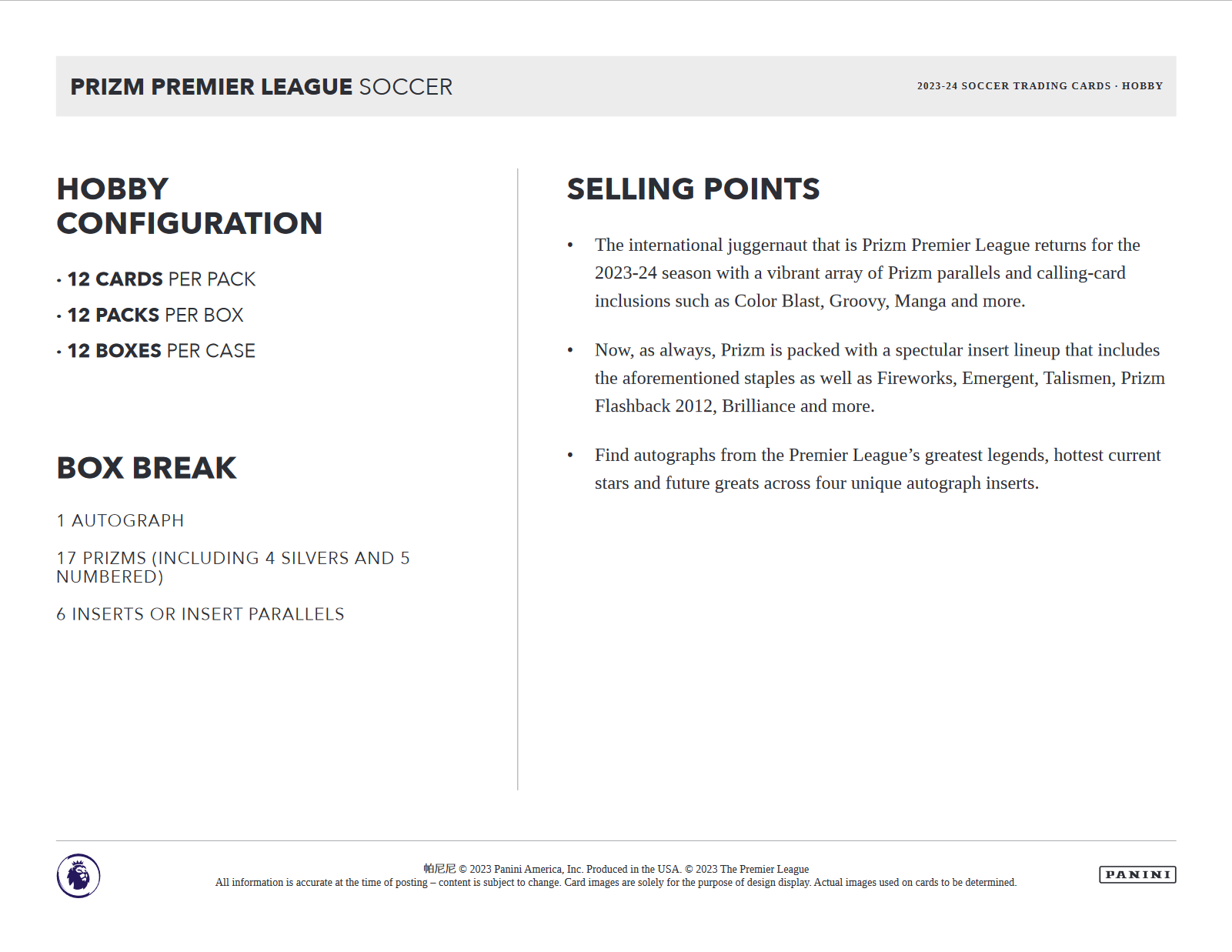 2023-24 Panini Prizm Premier League Soccer Hobby Box