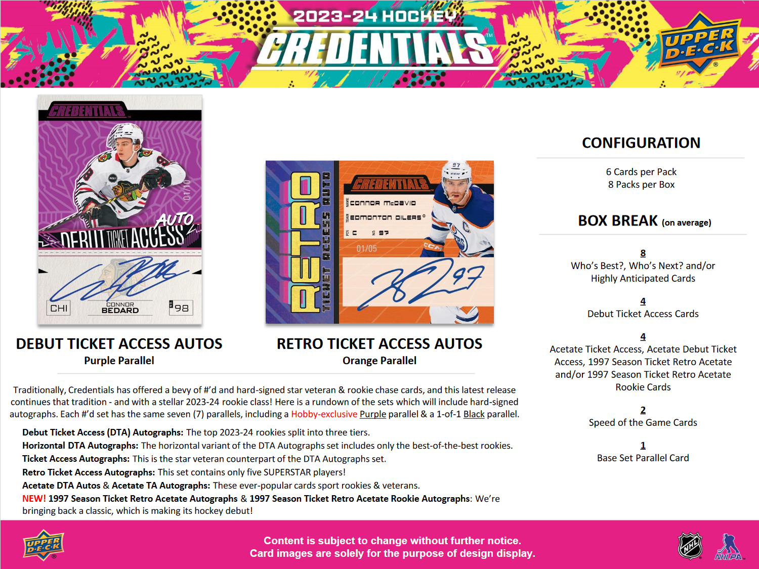 2023-24 Upper Deck Credentials Hockey Hobby 10 Box Case [Contact Us To Order]