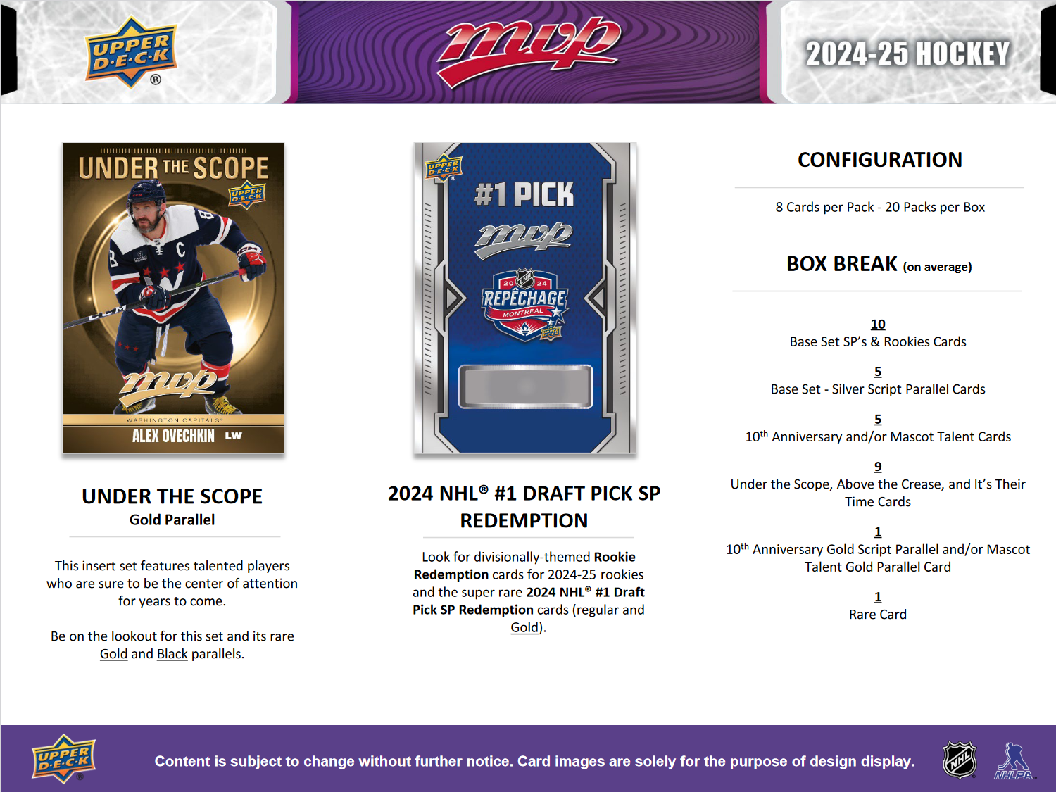 2024-25 Upper Deck MVP Hockey Hobby 20 Box Case [Contact Us To Order]