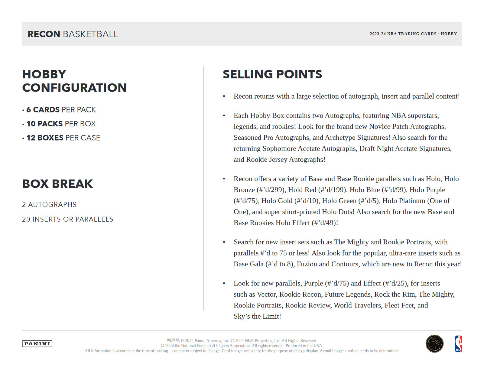 2023-24 Panini Recon Basketball Hobby Box