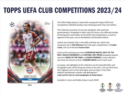 2023-24 Topps UEFA Club Competitions Soccer Hobby 12 Box Case